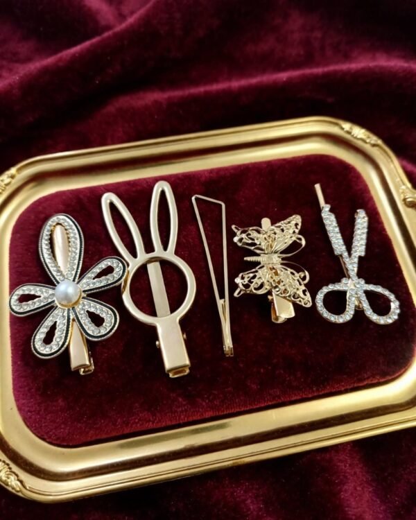 Crystal and golden hair pins for party and everyday styling