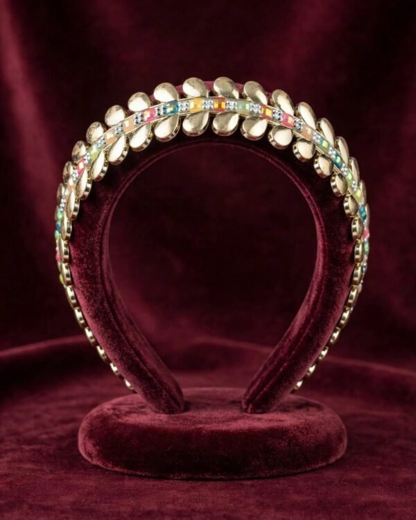 French Vintage-Style Gold Leaf Rhinestone Headband